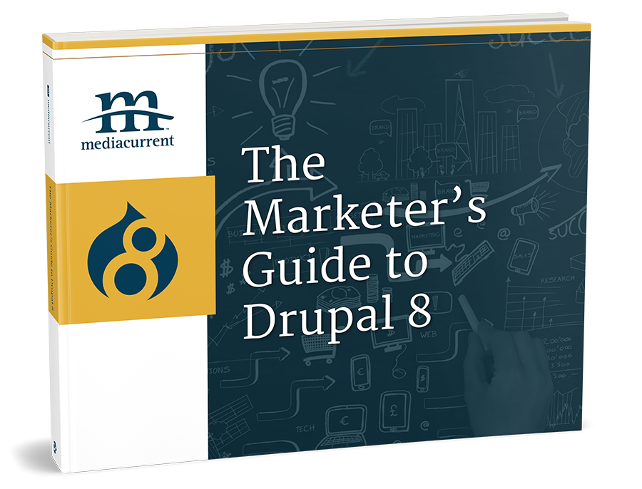 3-D book cover of Marketing with Drupal 8 e-book 