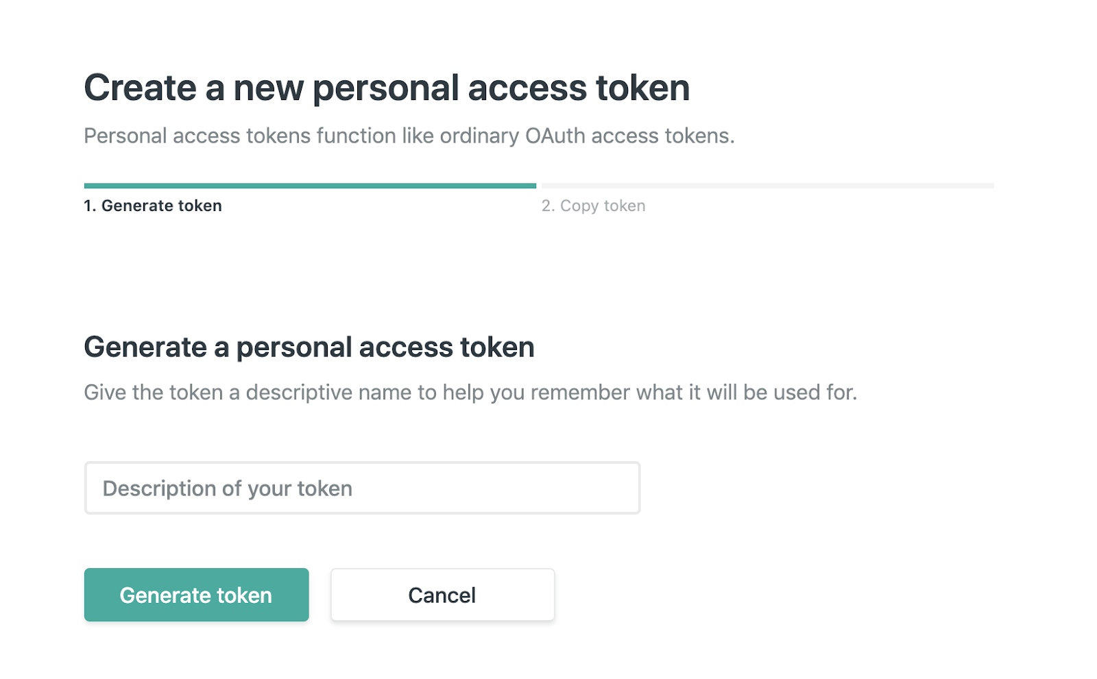 create new personal access token