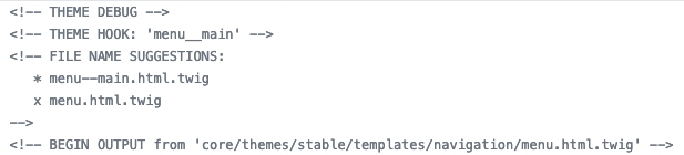 Example of twig debugging code.