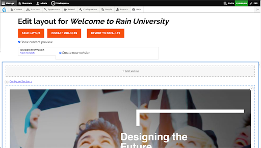 Rain University homepage 