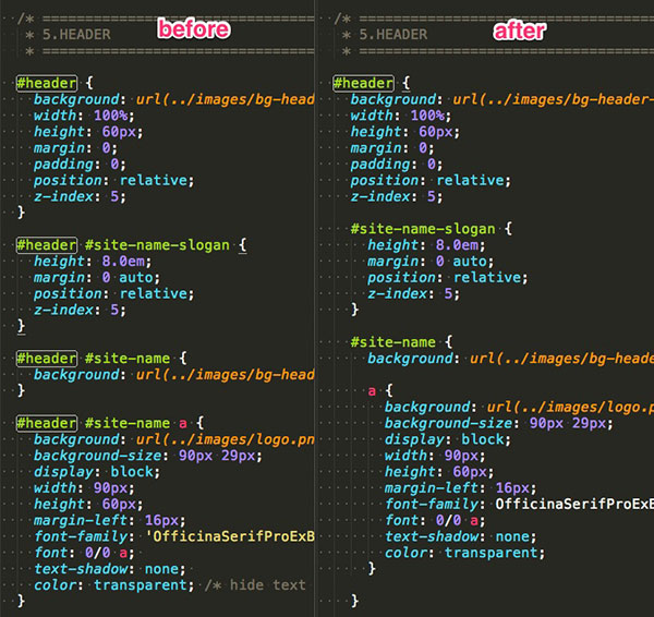 Before and after with nested code