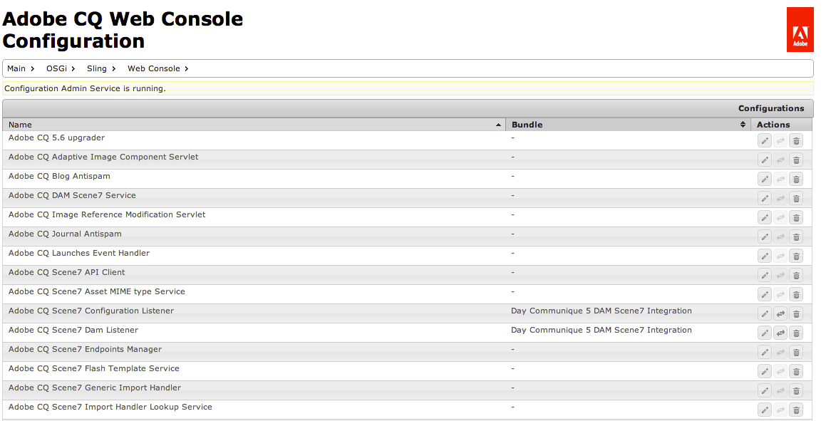 Adobe CQ Web Console Configuration