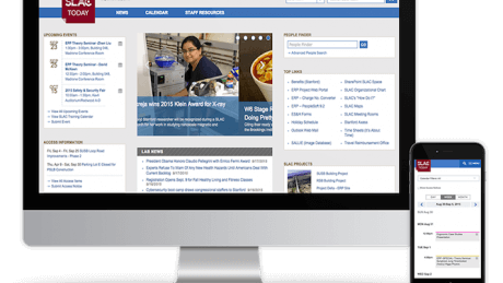 Stanford University's responsive SLAC Drupal Intranet on mobile and desktop screens