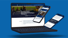 Penn State News webpages displayed on a laptop and on two mobile devices